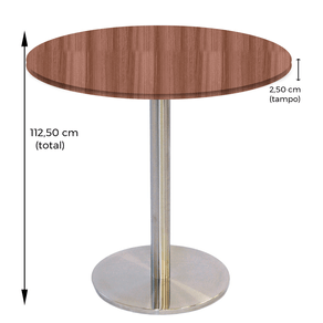 Mesa Bistrô Beta 112,50 cm (Alt) Disco Redondo Tampo MDP Redondo 60 cm (Larg) x 2,50 cm (Alt) Walnut