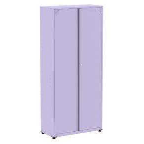 Armario-Alto-2-portas-Pandin-80-cm--Largura--Inmetro-Estrutura-e-Portas-Aco-Cinza-c--Chave-Aberto-de-Lado