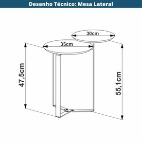 Mesa-Lateral-Industria-lChanfrada-Artesano-44-cm--Largura--2-Tampos-MDP-Hanover--Mel--Pe-Aco-Preto-Desenho-Tecnico