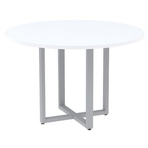 Mesa-de-Reuniao-Redonda-P25-Pandin-110-cm--Largura--Tampo-MDP-Branco-Pe-Aco-Tubular-Cinza