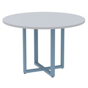 Mesa-de-Reuniao-Redonda-P25-Pandin-110-cm--Largura--Tampo-MDP-Cinza-Pe-Aco-Tubular-Azul-Dali