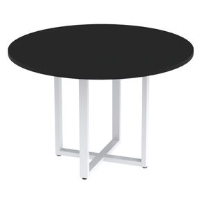 Mesa-de-Reuniao-Redonda-P25-Pandin-110-cm--Largura--Tampo-MDP-Preto-Pe-Aco-Tubular-Branco