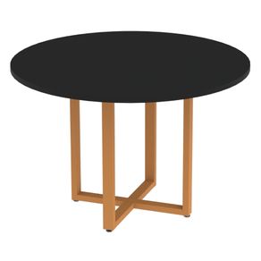 Mesa-de-Reuniao-Redonda-P25-Pandin-110-cm--Largura--Tampo-MDP-Preto-Pe-Aco-Tubular-Laranja