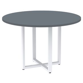 Mesa-de-Reuniao-Redonda-P25-Pandin-110-cm--Largura--Tampo-MDP-Grafito-Pe-Aco-Tubular-Branco