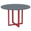 Mesa-de-Reuniao-Redonda-P25-Pandin-110-cm--Largura--Tampo-MDP-Grafito-Pe-Aco-Tubular-Vermelho