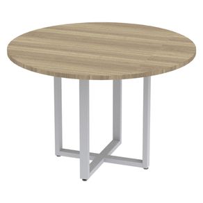 Mesa-de-Reuniao-Redonda-P25-Pandin-110-cm--Largura--Tampo-MDP-Noce-Naturalle-Pe-Aco-Tubular-Cinza