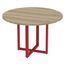 Mesa-de-Reuniao-Redonda-P25-Pandin-110-cm--Largura--Tampo-MDP-Noce-Naturalle-Pe-Aco-Tubular-Vermelho