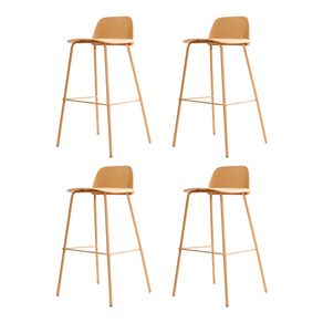 1-Kit-4-Banquetas-Altas-Hana-RIvatti-8950-cm--Altura--em-PP-Amarelo-Mel-e-Base-em-Aco-Pintada-a-Po