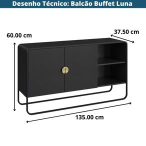 Balcao-Buffet-Organico-Luna-Artesano-135-cm--larg--em-MDP-Nero-Duas-Portas-Base-Metal-Preto--5-