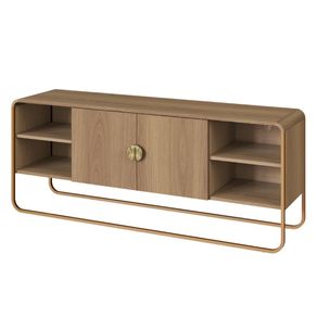 Rack-Organico-Luna-Artesano-150-cm--larg--em-MDP-Hanover-Duas-Gavetas-Base-Metal-Dourado