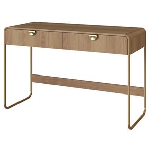 Escrivaninha-Organica-Luna-Artesano-125-cm--larg--em-MDP-Hanover-Duas-Gavetas-Base-Metal-Dourado
