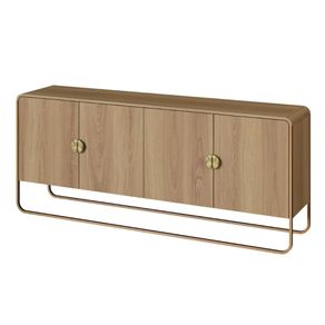 Balcao-Buffet-Organico-Luna-Artesano-180-cm--larg--em-MDP-Hanover-Quatro-Portas-Base-Metal-Dourado