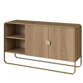 Balcao-Buffet-Organico-Luna-Artesano-135-cm--larg--em-MDP-Hanover-Duas-Portas-Base-Metal-Dourado