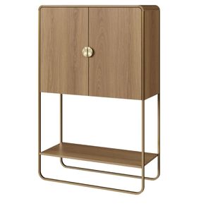 Balcao-Bar-Organico-Luna-Artesano-90-cm--larg--em-MDP-Hanover-Quatro-Portas-Base-Metal-Dourado