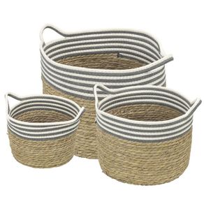 Conjunto-3-Cestos-Organizadores-Patay-Or-Design-em-Fibra-Natural-com-Tecido-Cinza-e-Branco