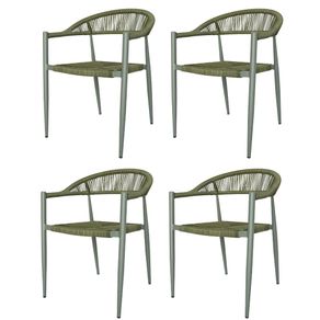 Kit-4-Cadeiras-Empilhavel-Laguna-Trancoso-Fratini-Aluminio-Assento-Trama-Corda-Nautica-Verde