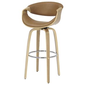 Banqueta-Giratoria-Munique-Nicole-Fratini-105--altura--Revestimento-em--PU--Caramelo-Base-Madeira