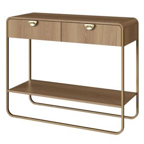 Aparador-Organico-Luna-Artesano-100-cm--larg--em-MDP-Hanover-Duas-Gavetas-Base-Metal-Dourado