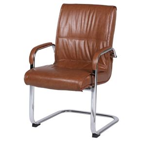 Cadeira-de-Escritorio-Locutor-Austin-Fratini-PU-Caramelo-Base-Fixa-Cromada