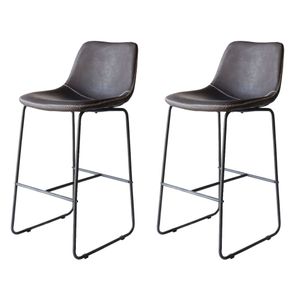 Kit-2-Banquetas-Oxford-Verner-Fratini-100-cm--altura--Poliuretano--PU--Cinza-Vintage-Base-em-Aco-Preto