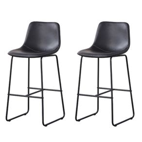 Kit-2-Banquetas-Oxford-Verner-Fratini-100-cm--altura--Poliuretano--PU--Preto-Base-em-Aco-Preto