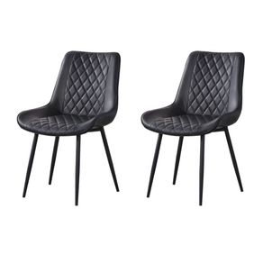 Kit-2-Cadeiras-Haifa-Livia-Fratini-Revestido-em-Poliuretano--PU--Cor-Preto-Base-em-Aco-Preto