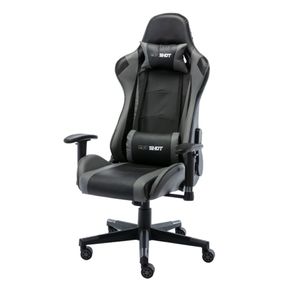 Cadeira-Gamer-Giratoria-One-Shot-Fratini-Poliuretano--PU--Preto-e-Cinza-Base-Rodizio-Nylon-Preto