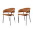 Kit-2-Cadeiras-com-Bracos-Mara-Rivatti-Estofada-em-Poliuretano--PU--Marrom-Base-em-Aco-Pintada-a-Po