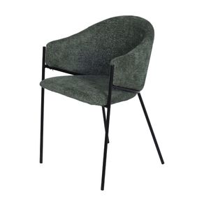 Cadeira-com-Braco-Pampelonne-Assento-e-Encosto-em-Tecido-Verde-Estrutura-Metalica-Preta