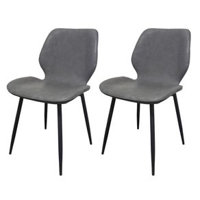 Kit-2-Cadeiras-Bergen-Fratini-Revestida-em-Poliuretano--PU--Cor-Grafite-Base-em-Aco-Preto