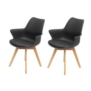 Kit-2-Cadeiras-com-Bracos-Joly-Wood-Or-Design-Assento-Em-Polipropileno-Preto-Base-Madeira Kit-2-Cadeiras-com-Bracos-Joly-Wood-Or-Design-Assento-Em-Polipropileno-Preto-Base-Madeira