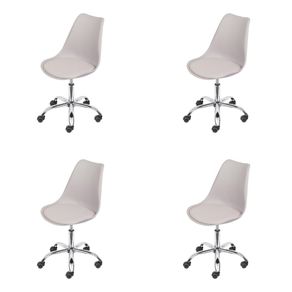 Kit-4-Cadeiras-Eames-Saarinen-Joly-Polipropileno-Assento-Estofado-PU-Branco-Cromado Kit-4-Cadeiras-Eames-Saarinen-Joly-Polipropileno-Assento-Estofado-PU-Branco-Cromado