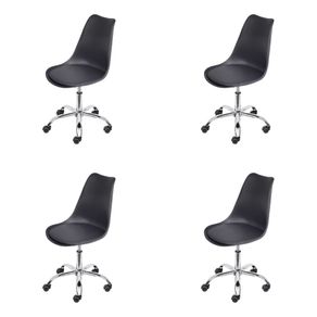 Kit-4-Cadeiras-Eames-Saarinen-Joly-Polipropileno-Assento-Estofado-PU-Branco-Cromado Kit-4-Cadeiras-Eames-Saarinen-Joly-Polipropileno-Assento-Estofado-PU-Branco-Cromado