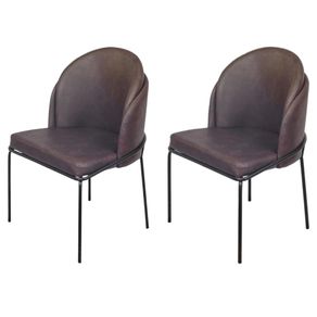 Kit-2-Cadeiras-Denali-Nevada-Or-Design-Revestimento-em-Tecido-Cafe-Base-Aco-Pintado-Preto