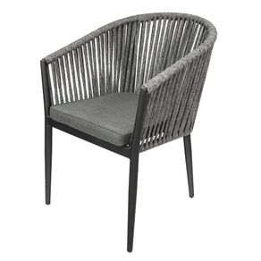 Cadeira-Arraial-Aluminio-Preto-Encosto-Trama-Corda-Nautica-Almofada-Impermeavel-Grafite Cadeira-Arraial-Aluminio-Preto-Encosto-Trama-Corda-Nautica-Almofada-Impermeavel-Grafite