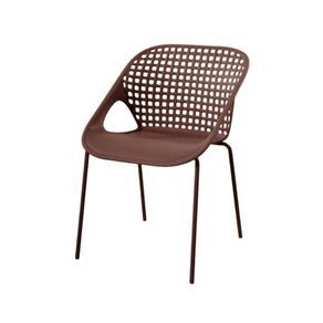 Cadeira-Empilhavel-Oceana-Rivatti-em-Polipropileno--PU--Marrom-Chocolate-com-Base-de-Aco