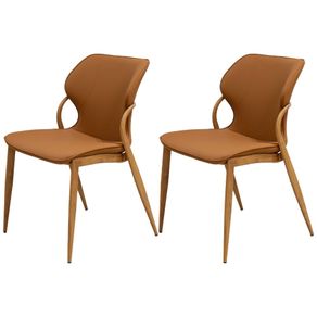 Kit-2-Cadeiras-Dolce-Domann-Design-Assento-e-Encosto-em-PU-Camel-Marrom-e-Base-Aco-Laminado