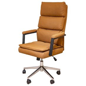 Cadeira-Escritorio-Presidente-Evo-Domann-Design-Assento-PU-Camel-Marrom-e-Base-Metal
