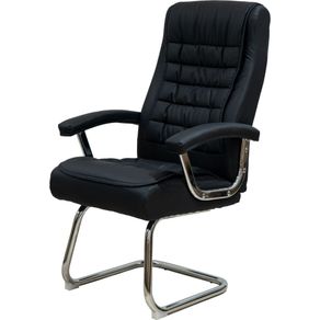 Cadeira-Escritorio-Fixa-Presidente-Spring-Oslo-Domann-Design-Assento-PU-Preto-Base-Metal