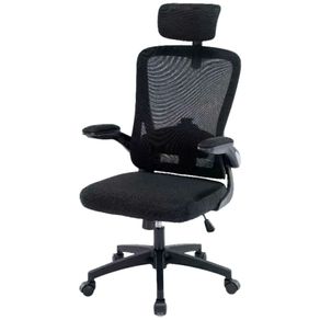 Cadeira-Escritorio-Presidente-Luna-Domann-Design-Assento-Tecido-Preto-Tela-Mesh-Base-Metal